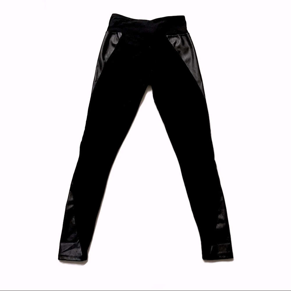 eric+lani Black Leggings w/Faux Leather